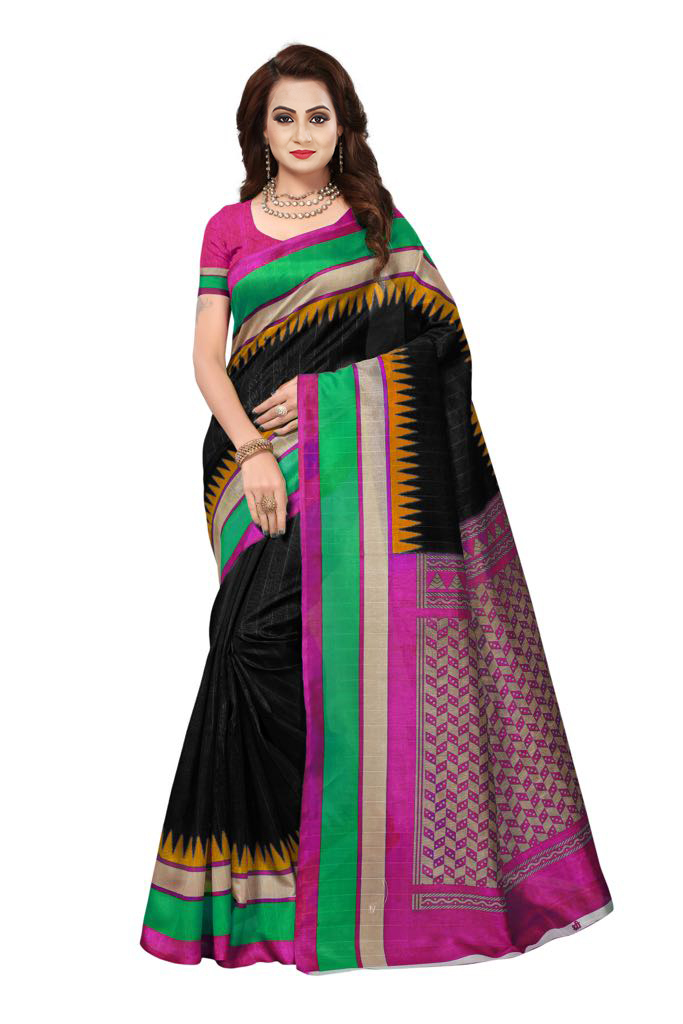 Zig Zag Silk Sarees - Bhagalpuri Silk, 5.5 Mtr Length, 0.8 Mtr Blouse | Multicolored, Cotton Silk Blend, Handcrafted Elegance