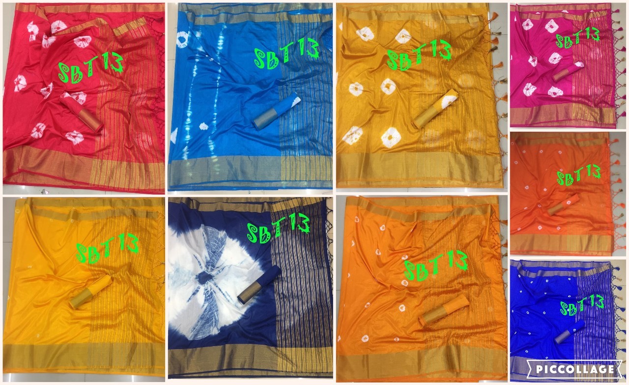 Multi Color New Fancy Bandhani Hand Printed Saree