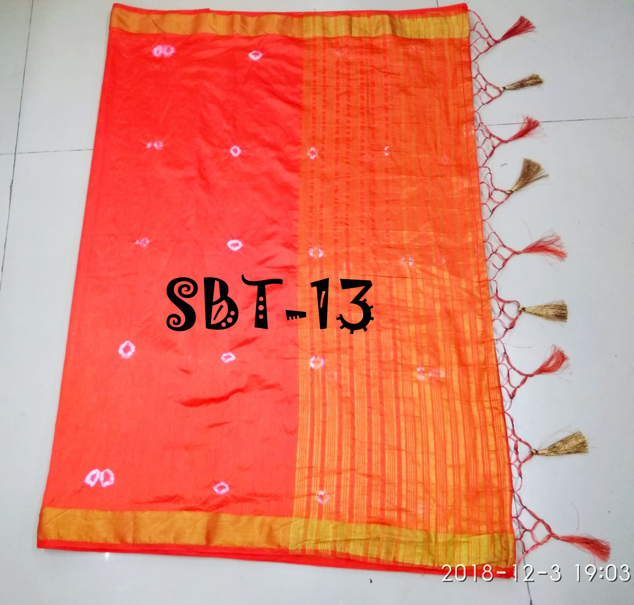 Multi Color New Fancy Bandhani Hand Printed Saree