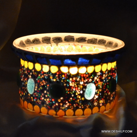 Round Glass Candle Holders - Style: Antique Imitation