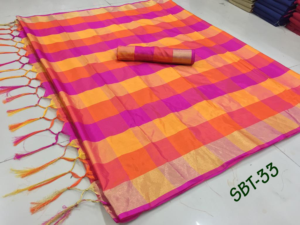 Checks Printed Saree - Georgette Fabric, 5.5 Mtr Length, Multi Color, Zari Work Design | Elegant And Sophisticated For Any Occasion
