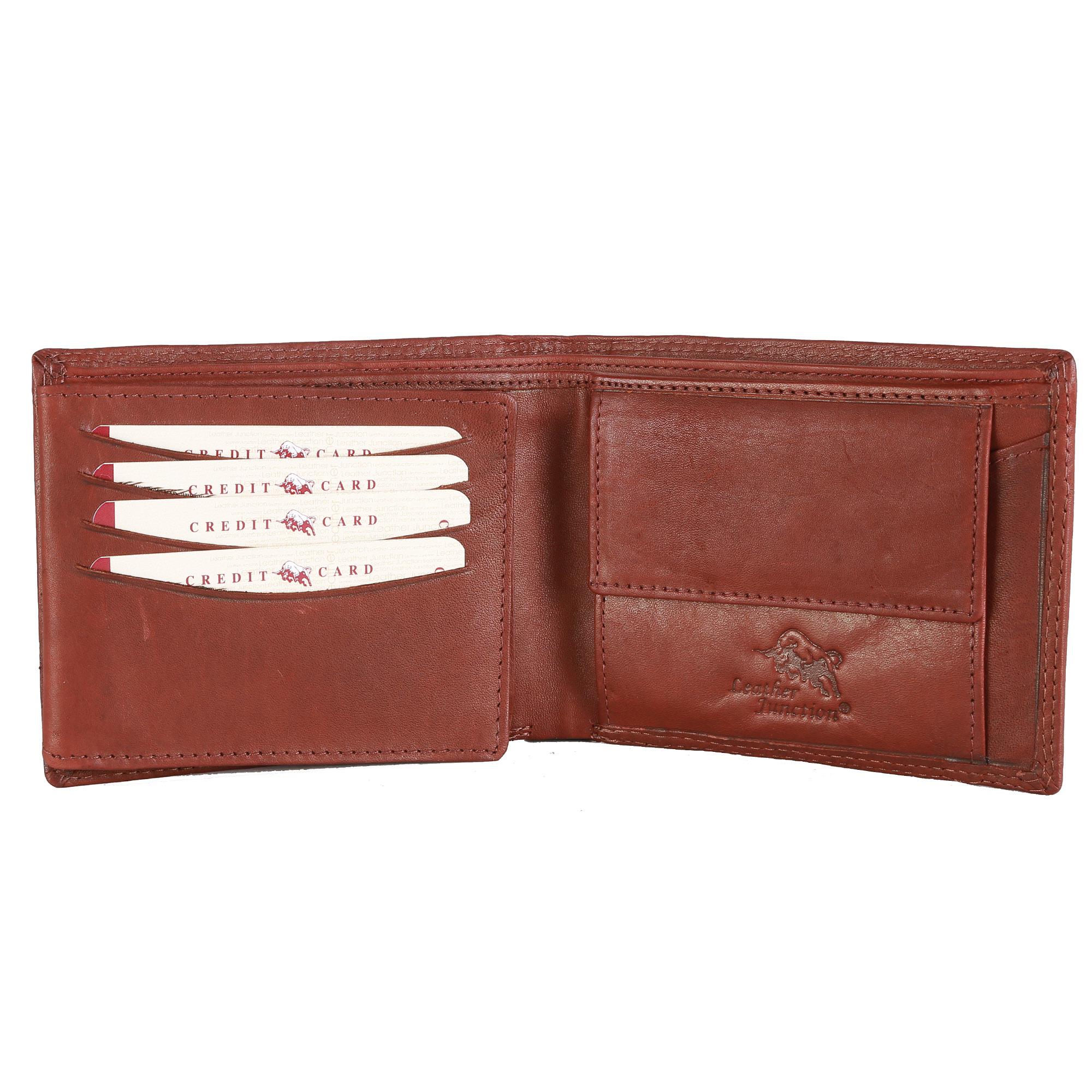Brown Leather Wallet - 11.5 X 15 X 9 Cm | Bi-fold Design, 2 Currency Pockets, 8 Credit Card Slots, Coin Pocket, Genuine Leather