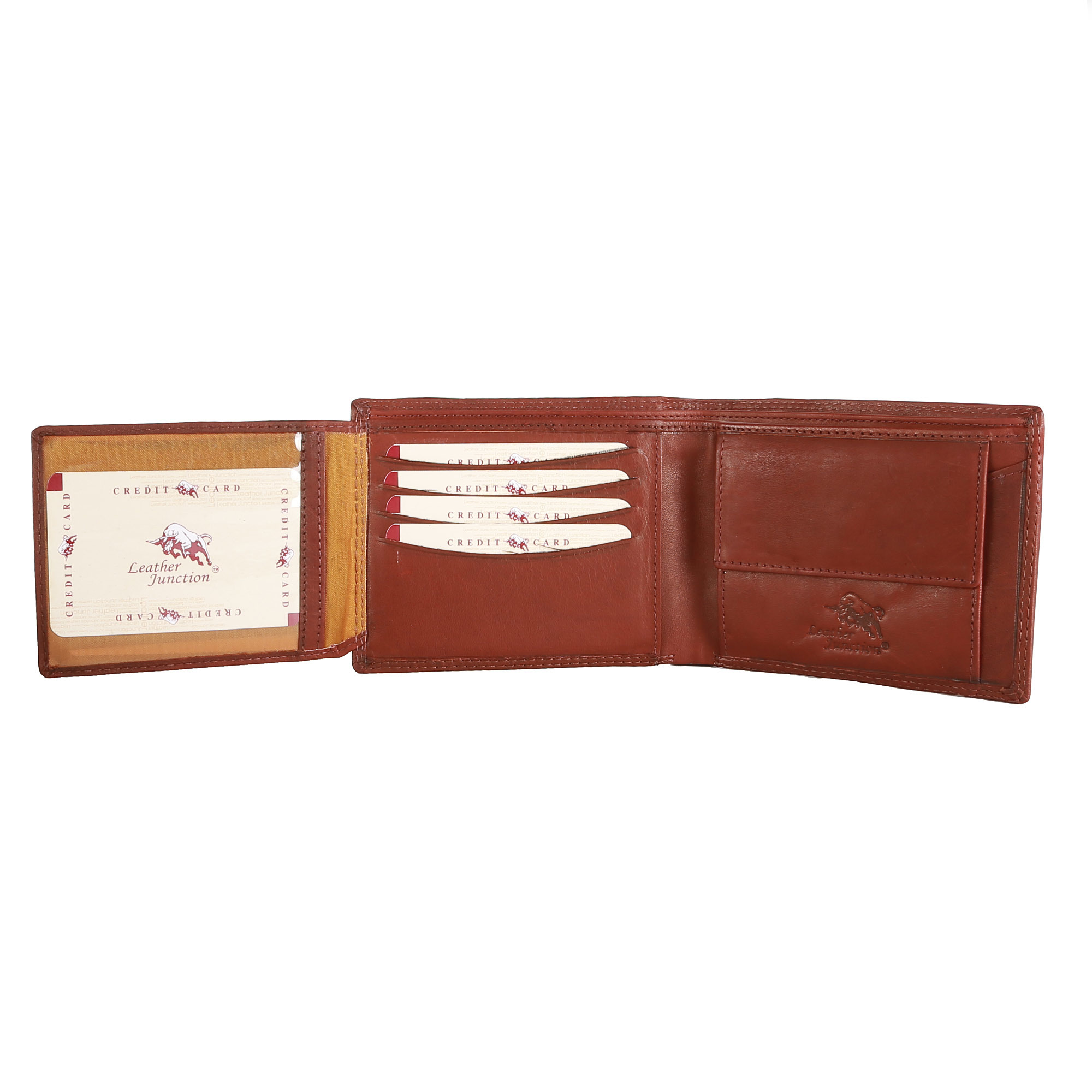 Brown Leather Wallet - 11.5 X 15 X 9 Cm | Bi-fold Design, 2 Currency Pockets, 8 Credit Card Slots, Coin Pocket, Genuine Leather