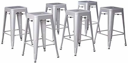 Stackable Metal Bar Stool In Silver (Set Of 4) No Assembly Required