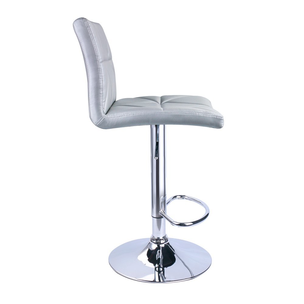 Hydraulic Square Back Bar Stools - Stainless Steel, 21.5"-31.5" Height, Silver | Modern Design, Adjustable & Rotatable, High Quality Pu Leather, Easy Assembly, Ergonomic Comfort, Set Of 2