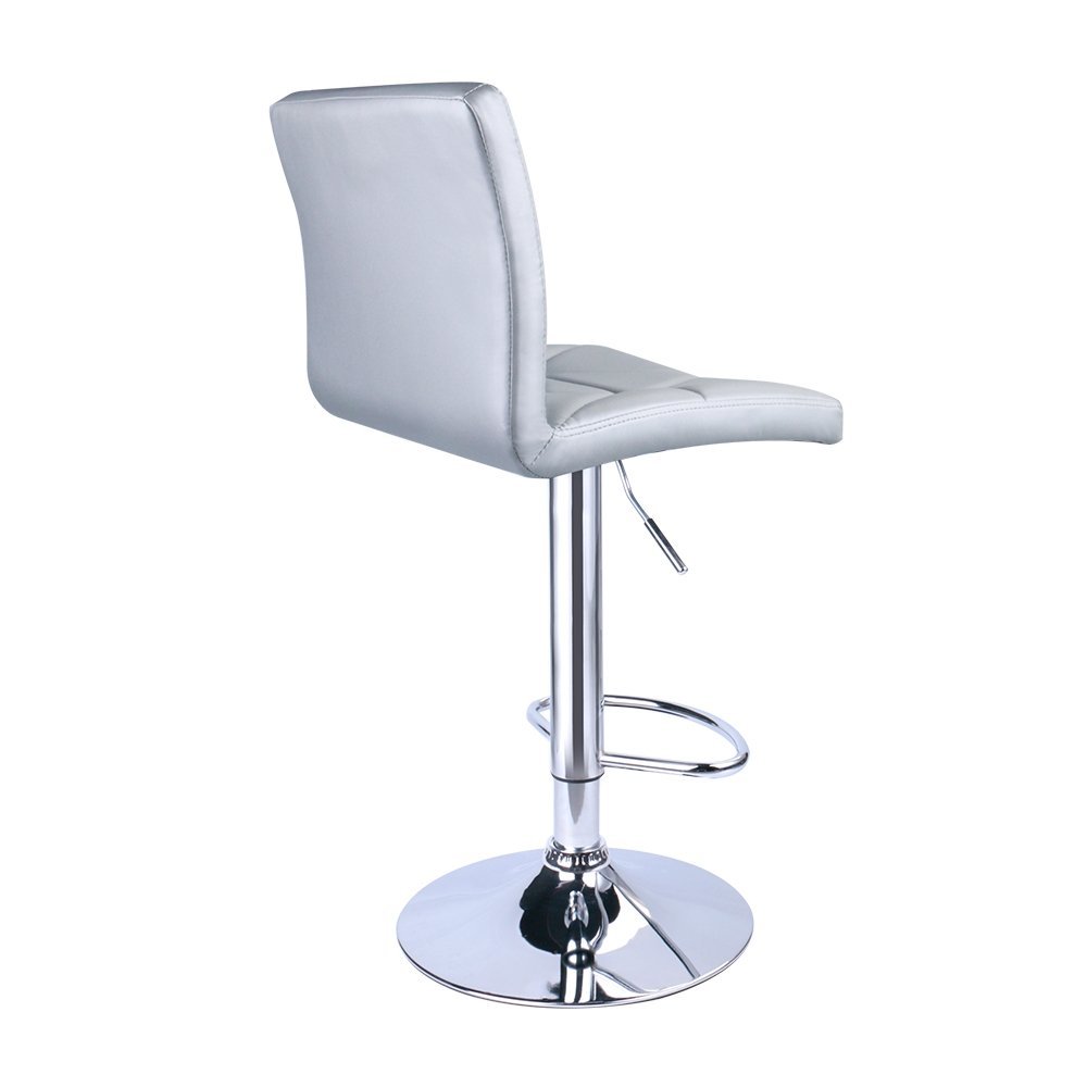 Hydraulic Square Back Bar Stools - Stainless Steel, 21.5"-31.5" Height, Silver | Modern Design, Adjustable & Rotatable, High Quality Pu Leather, Easy Assembly, Ergonomic Comfort, Set Of 2