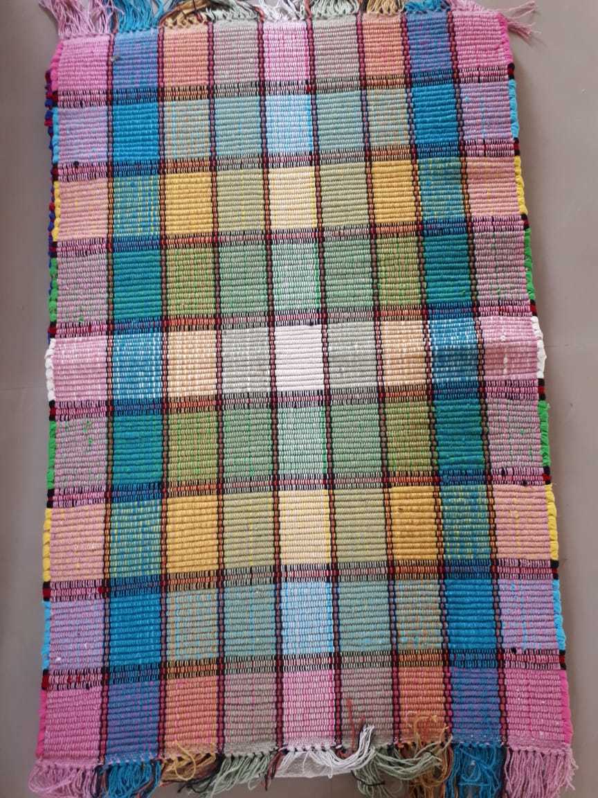 Designer Rugs - Polypropylene, 4 Ft X 6 Ft, Red And Blue | Low Pile, Lightweight, Geometric Checkered Pattern, Machine Made, Indoor Use
