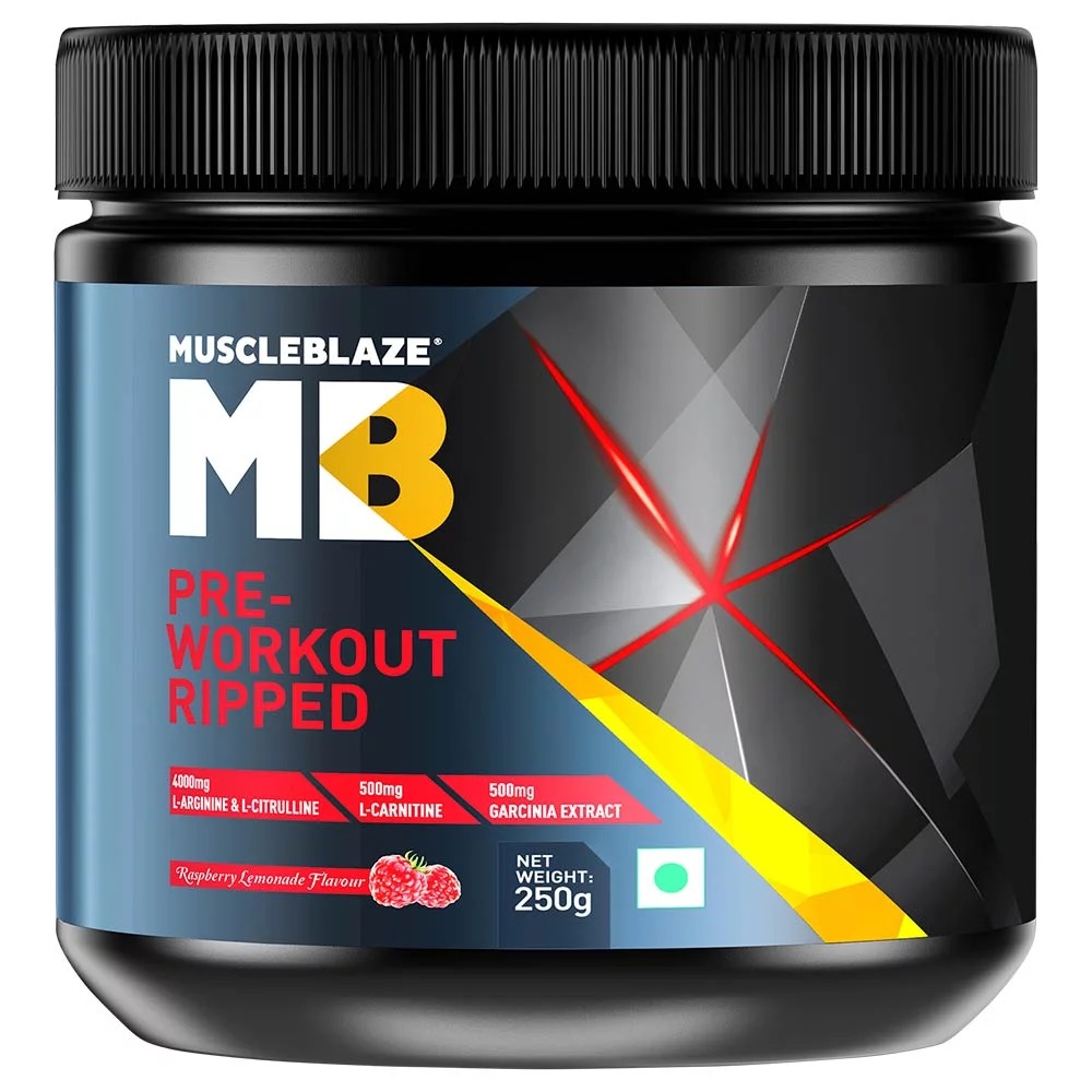 Muscleblaze Pre-workout Ripped - 0.55 Lb (0.25 Kg) Raspberry Lemonade |  Multitasking Formula With L-arginine, L-citrulline, Caffeine For Enhanced  Focus And Muscle Support at Best Price in Delhi | Athlete Corner