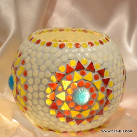 मोज़ेक एंटीक-स्टाइल टी लाइट कैंडल होल्डर