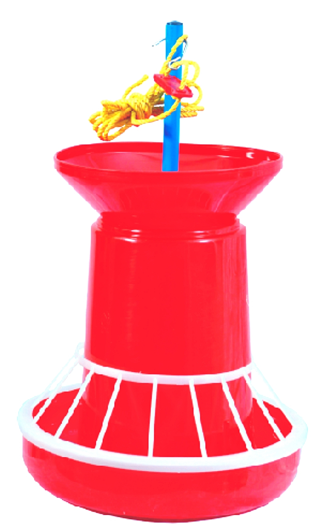 Grower Feeder 8 Kg With Funnel And Grill - Plastic, 50 Birds Capacity, 8-9 Kg Feed Capacity, Cone Dia 280 Mm, Pan Dia 360 Mm, Red Color | Adjustable Height, Feed Level Control, Labor Efficient Design