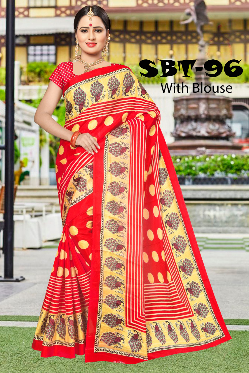 New Silk Saree - 5.5 Mtr Length, 0.8 Mtr Blouse | Multi Color, Printed Pattern, Cotton Silk Fabric, Suitable For All Seasons