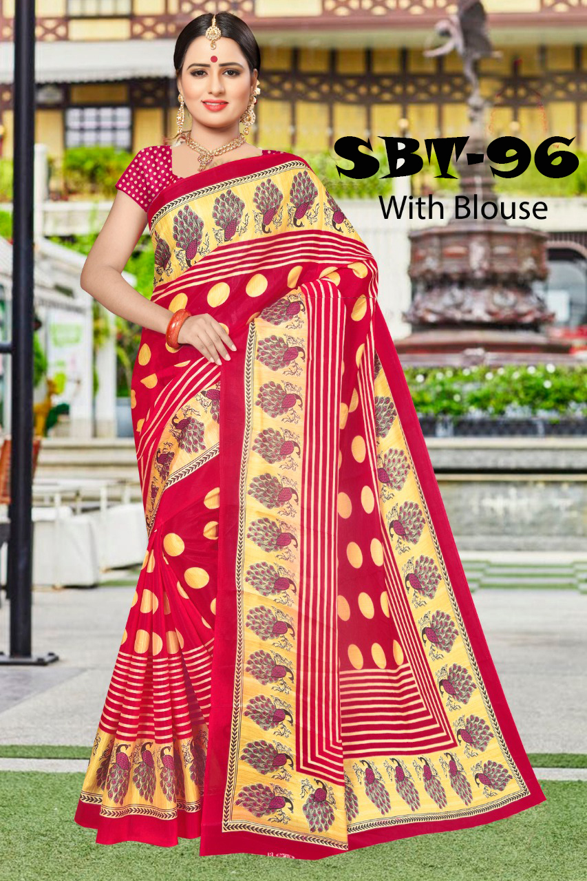 New Silk Saree - 5.5 Mtr Length, 0.8 Mtr Blouse | Multi Color, Printed Pattern, Cotton Silk Fabric, Suitable For All Seasons