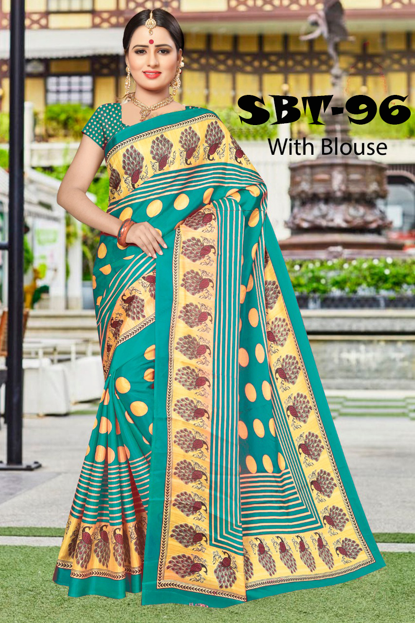 New Silk Saree - 5.5 Mtr Length, 0.8 Mtr Blouse | Multi Color, Printed Pattern, Cotton Silk Fabric, Suitable For All Seasons