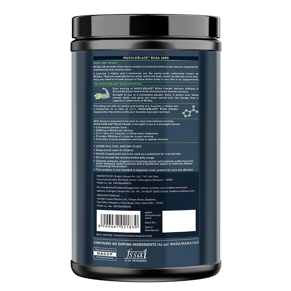 Muscleblaze Bcaa 6000, 0.88 Lb(400g) Pineapple
