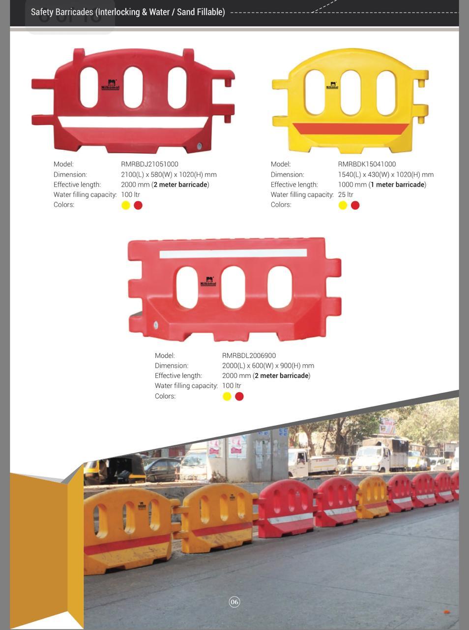 Road Barrier - Plastic, 2540 X 250mm X 285mm | Red For Enhanced Road Safety