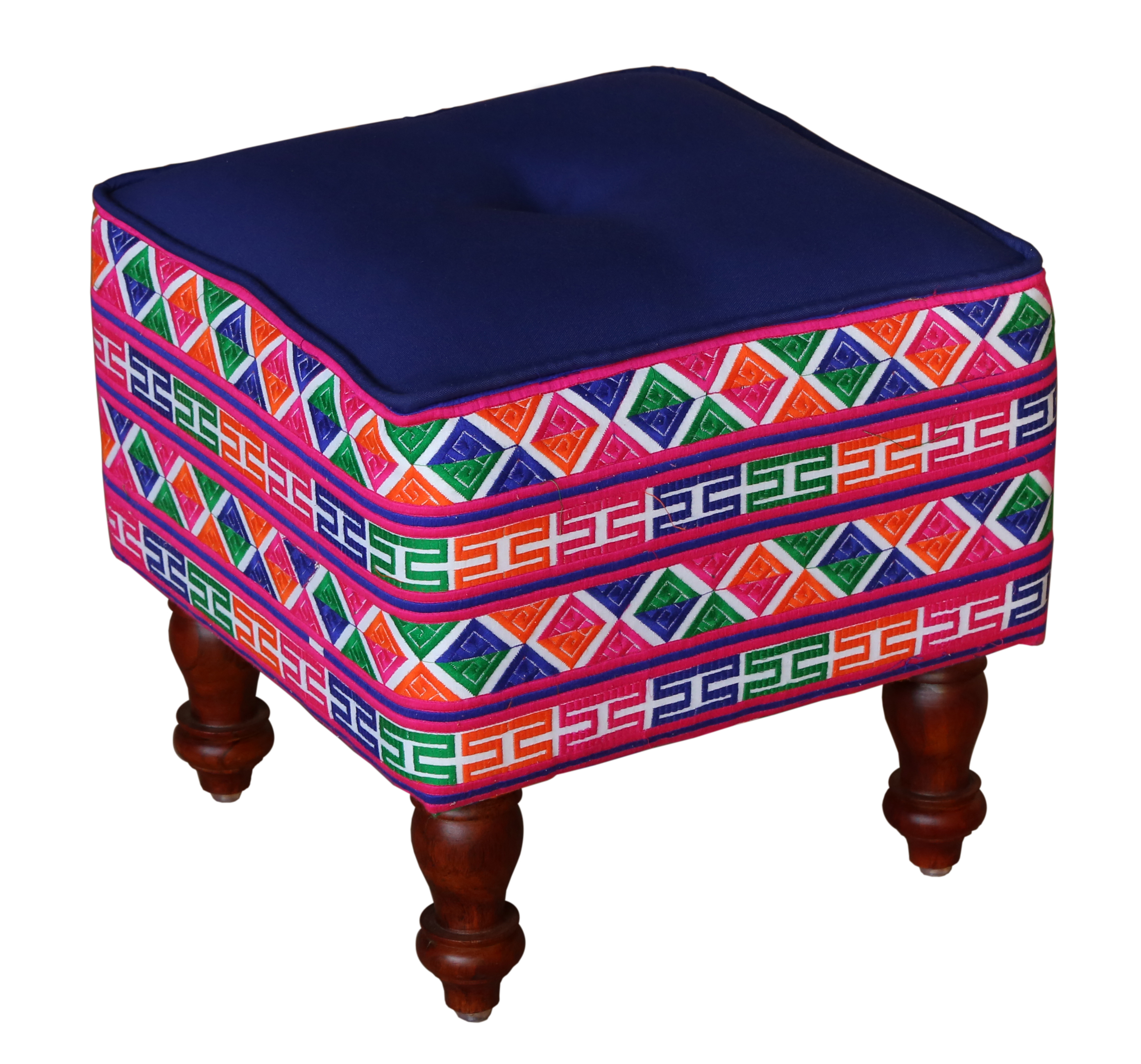 Handmade Designer Printed Accent Pouffe