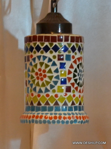 Multi Mosaic Glass Wall Hanging Lamp For Hotel Decor - Color: Multicolor