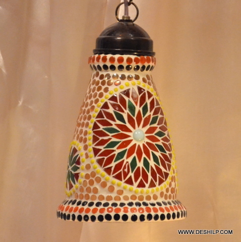 Yellow Tilak Shape Mosaic Wall Hanging Lamp