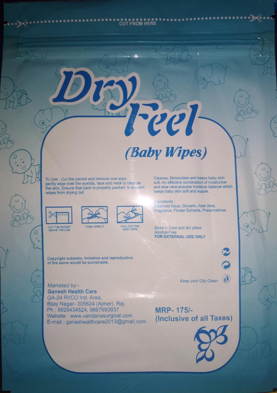 Dryfeel Baby Wipes - Cotton, 10 Pieces | Gentle And Hypoallergenic Care With Aloe Vera & Vitamin E