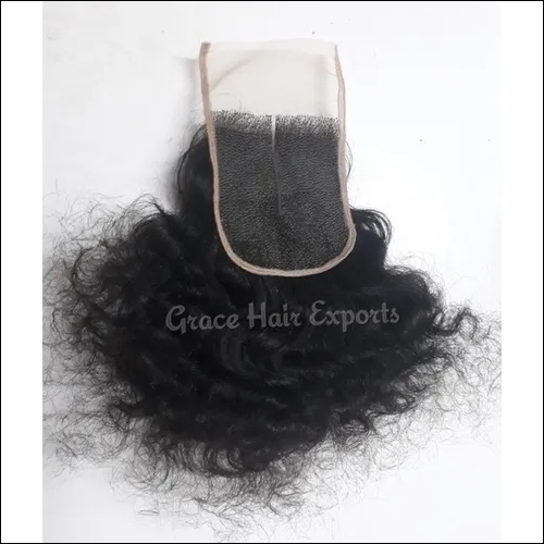 Curly Lace Closure - Remy Indian Human Hair, 650 GSM - Black Color, Tangle Free, Long Lasting Shine, No Maintenance Required