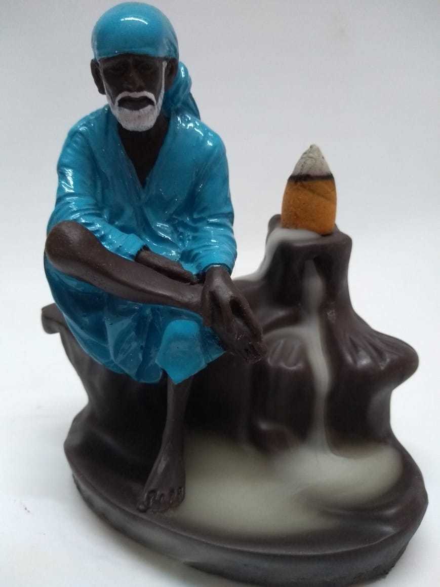 Sai Baba Smoke Fountain - Fiber Material, High Temperature Resistant | Elegant Orange Backflow Incense Cone Holder, Sturdy Base For Indoor And Outdoor Use