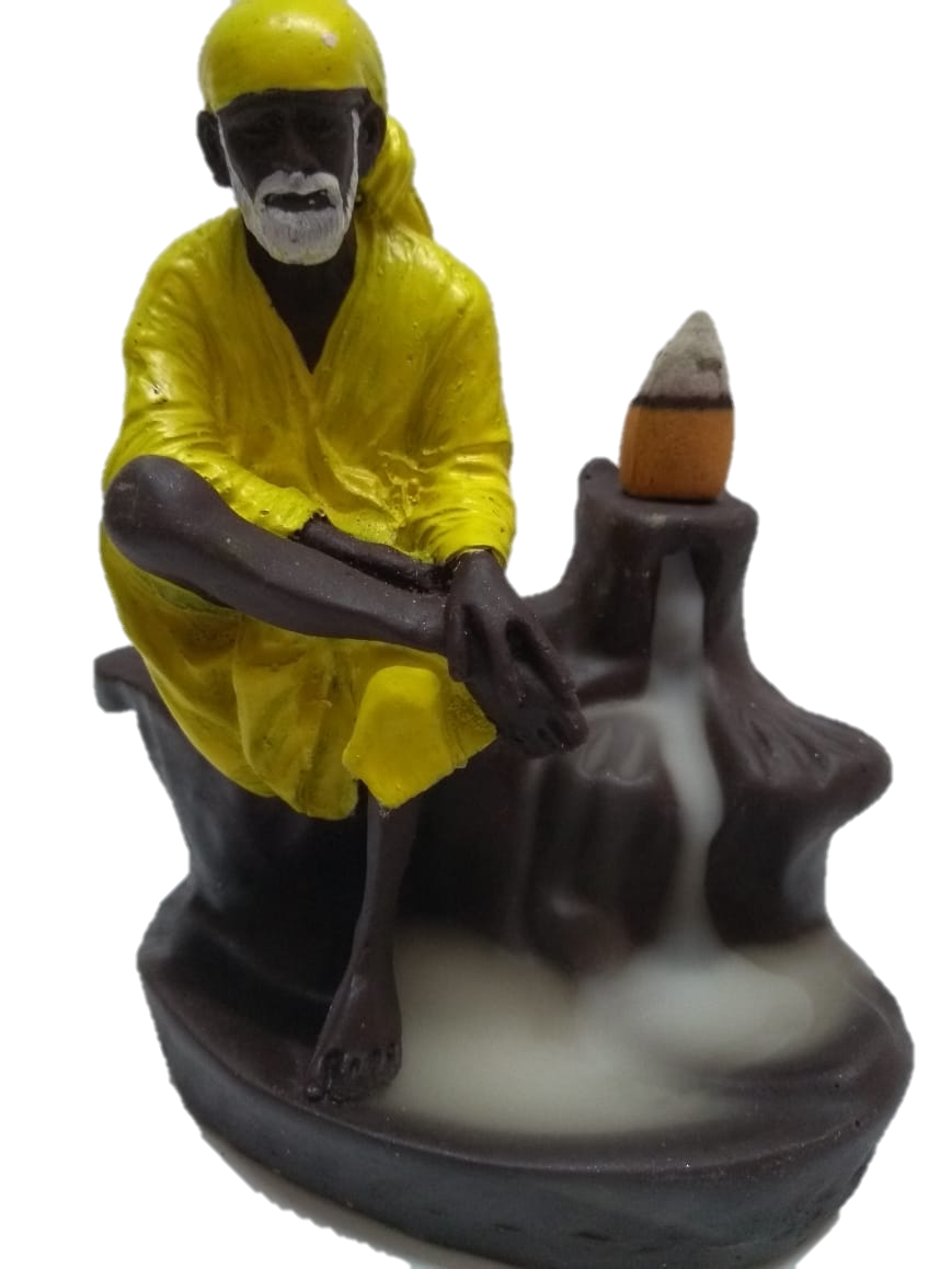 Sai Baba Smoke Fountain - Fiber Material, High Temperature Resistant | Elegant Orange Backflow Incense Cone Holder, Sturdy Base For Indoor And Outdoor Use