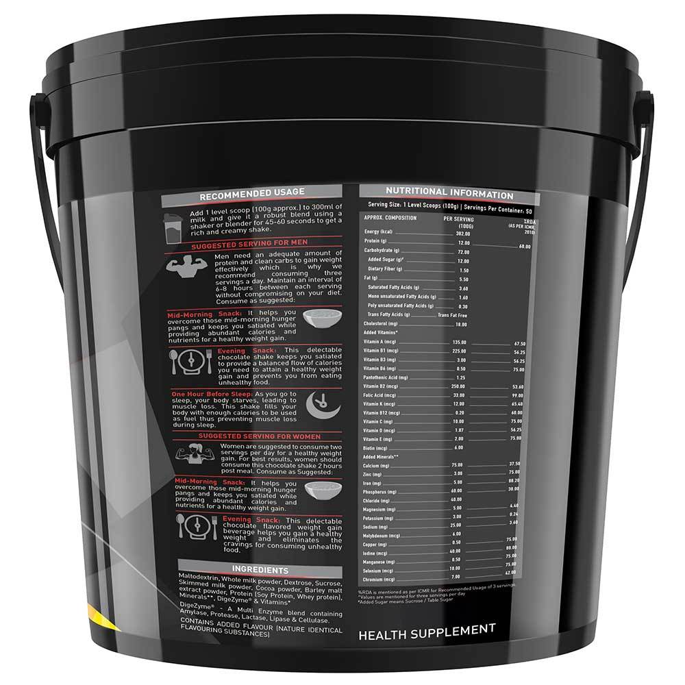 Muscleblaze Weight Gainer With Added Digezyme 11 Lb(5kg) Chocolate Ingredients: Maltodextrin