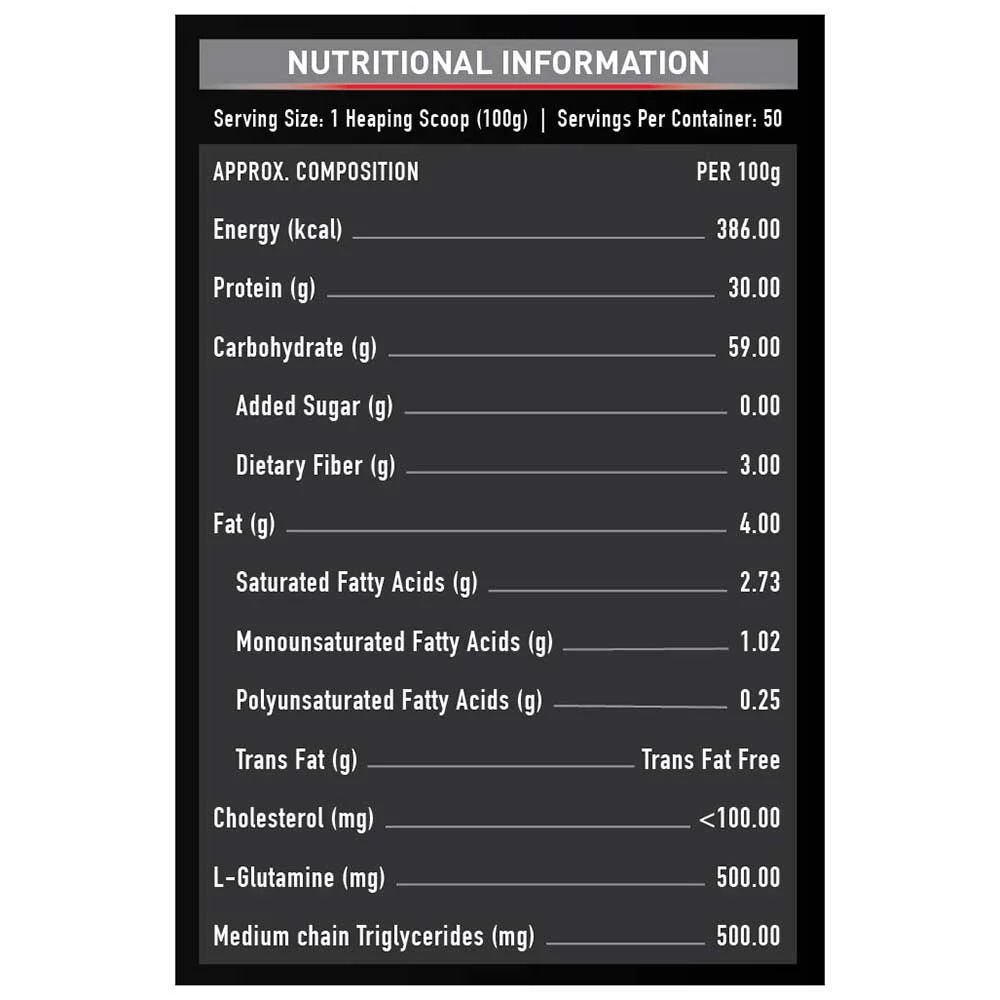 Muscleblaze High Protein Lean Mass Gainer, 11 Lb(5kg) Chocolate Ingredients: Maltodextrin