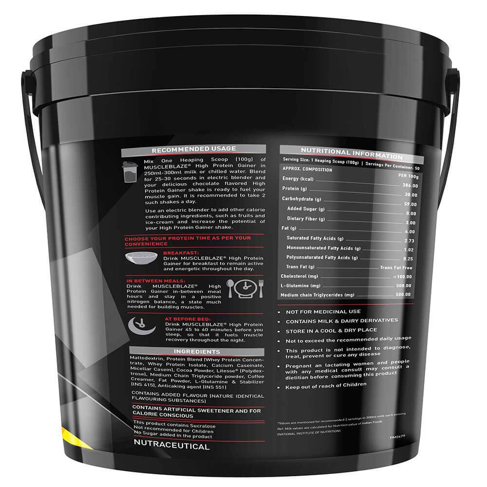 Muscleblaze High Protein Lean Mass Gainer, 11 Lb(5kg) Chocolate Ingredients: Maltodextrin