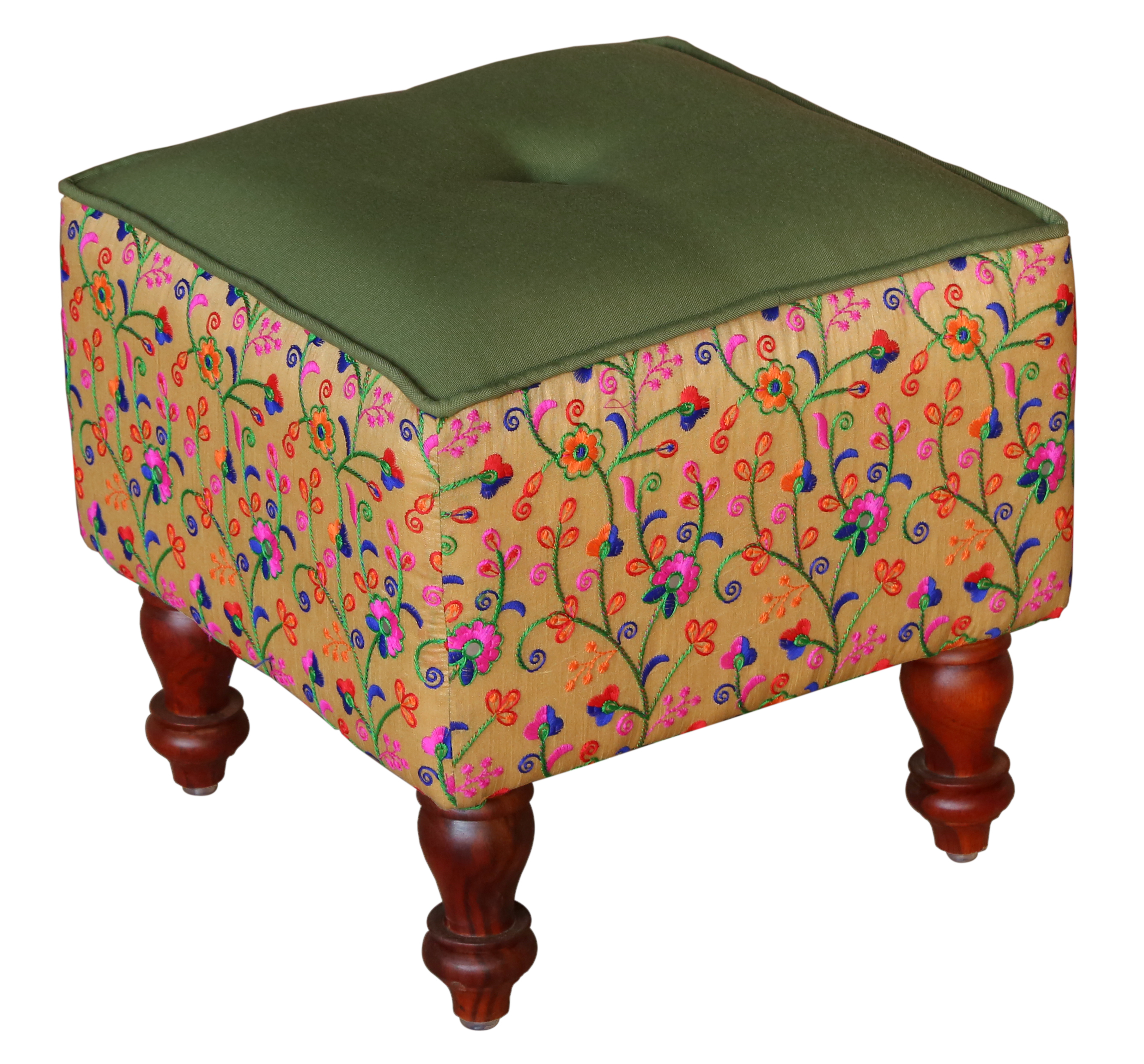 Handmade Accent Designer Upholstered Pouffe