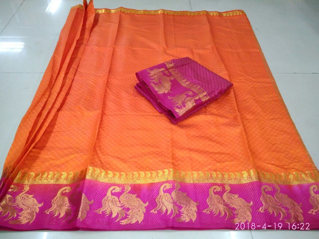 Kanjivaram Silk Saree - 5.5 Mtr Length Multicolor Tissue Jacquard | Printed Design For All Seasons Elegant South Indian Style