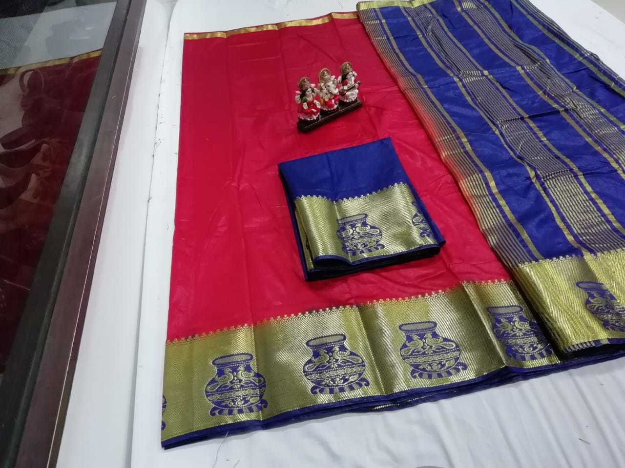 Multicolor Tussar Silk Kanjivaram Saree