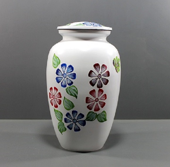 White Hand Painted Lighthouse Memorial Metal Cremation Urn