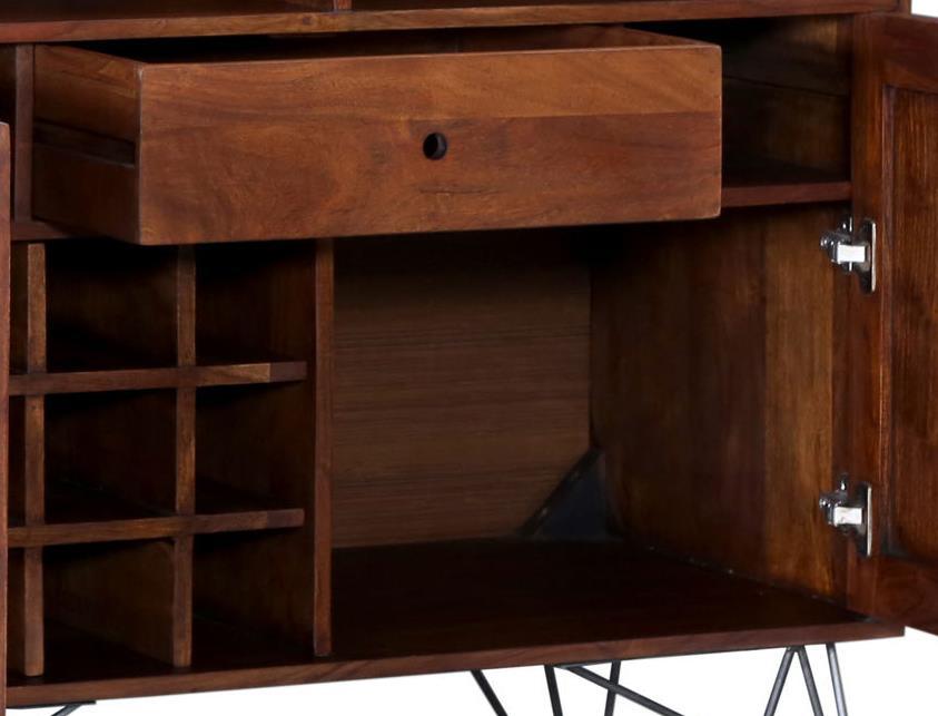 Premium Acacia Two Door Bar Cabinet