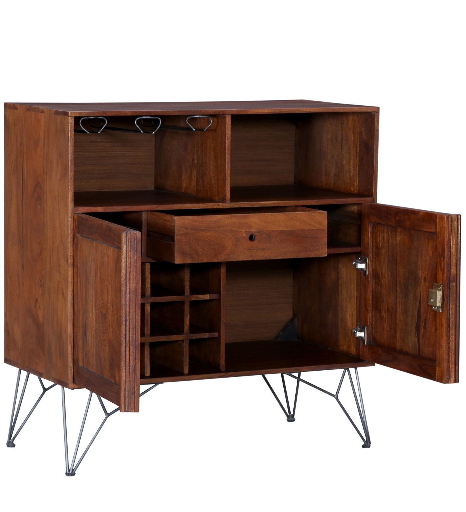 Premium Acacia Two Door Bar Cabinet