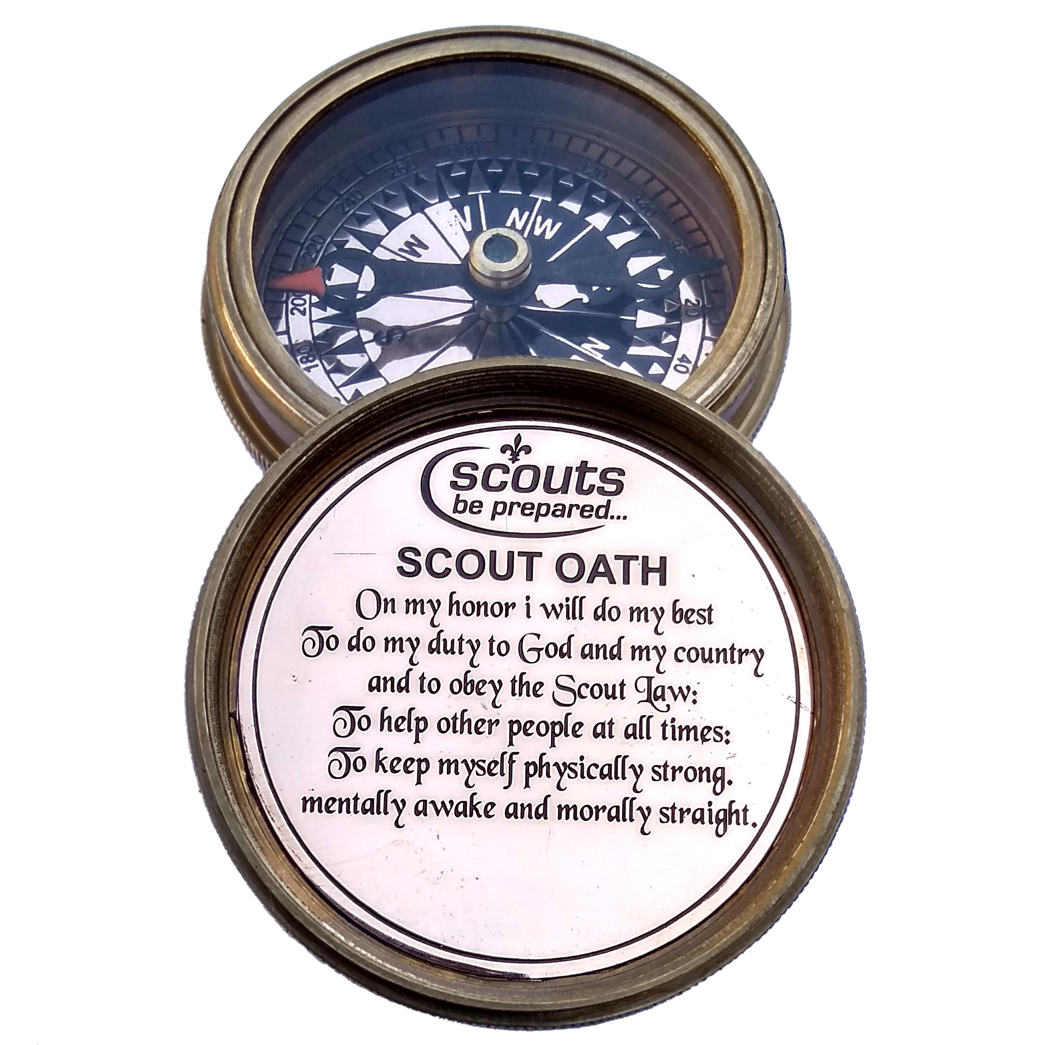 Antique Poem Compass - Solid Brass, 2.25 Inch Diameter | Pocket Compass For Navigation, Display, And Collection