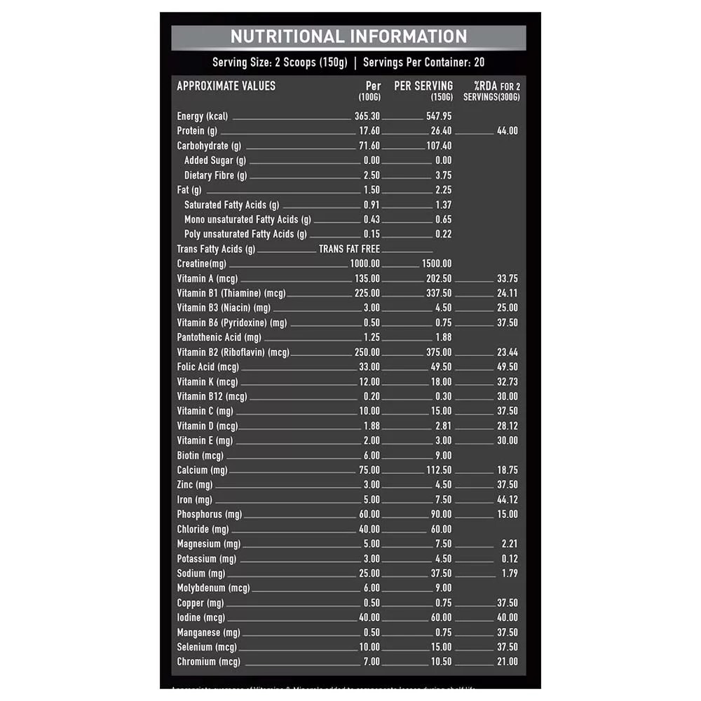 Muscleblaze Bulk Gainer With Creatine, 6.6 Lb(3kg) Banana Ingredients: Maltodextrin