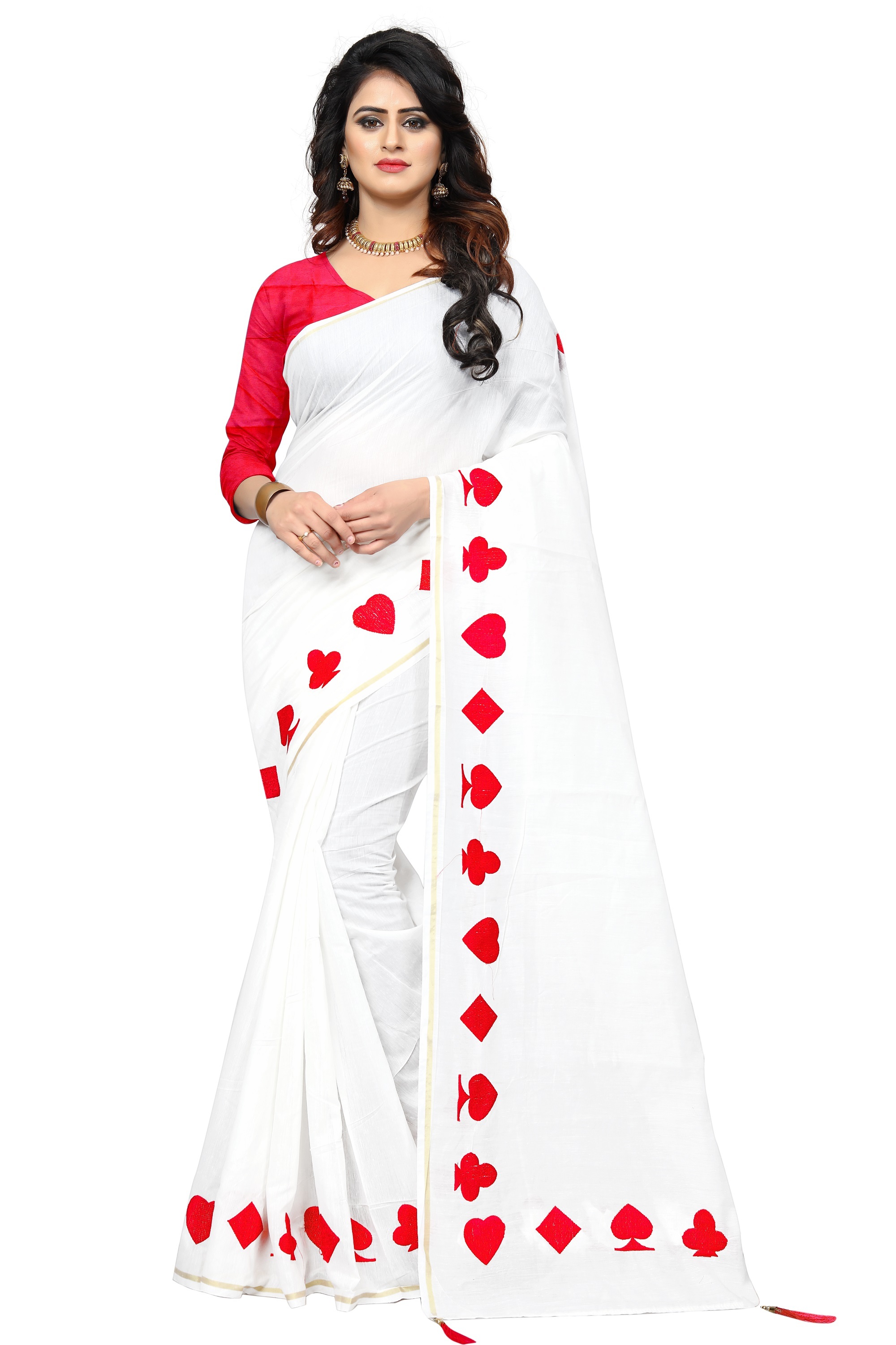 Women's Cotton Sarees - Cotton Silk, 5.5 Mtr Length, Multicolor | Embroidered Pattern, Thread Work, Suitable For All Seasons