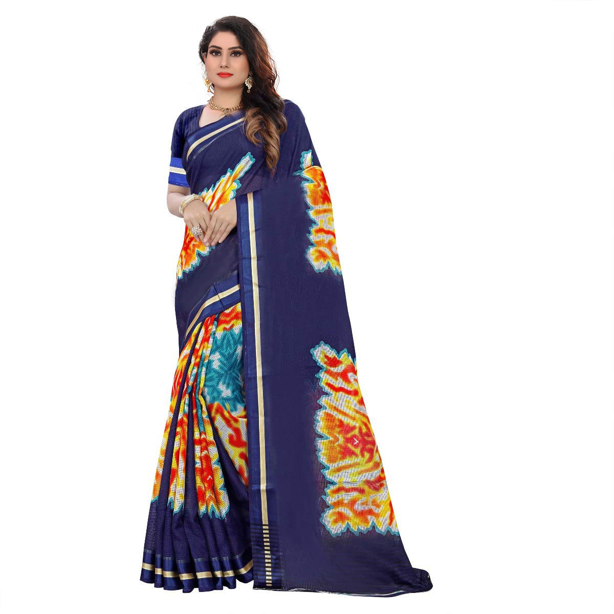 Bandhani Style Printed Saree - Tapadiya Checks, Length: 5.5 Mtr, Blouse Length: 0.8 Mtr, Multicolor, Suitable For All Seasons