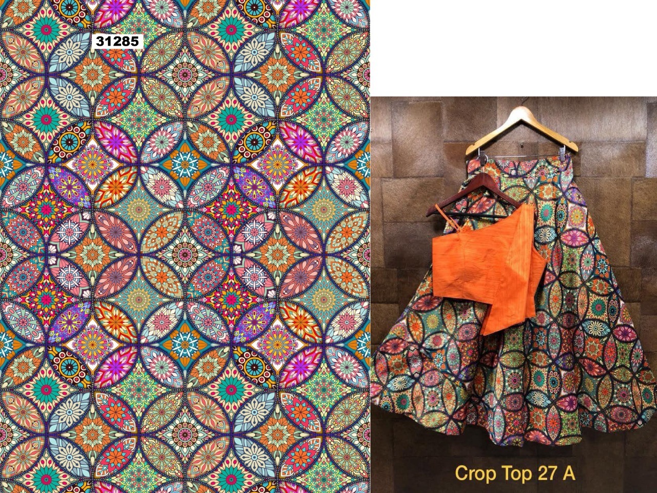 Chinnon Printed Fabric - 44 Inch Width, Sheer & Crinkled Material | Cool, Quick Dry, Stain Resistant, Washable, Bright Texture, Elegant Design