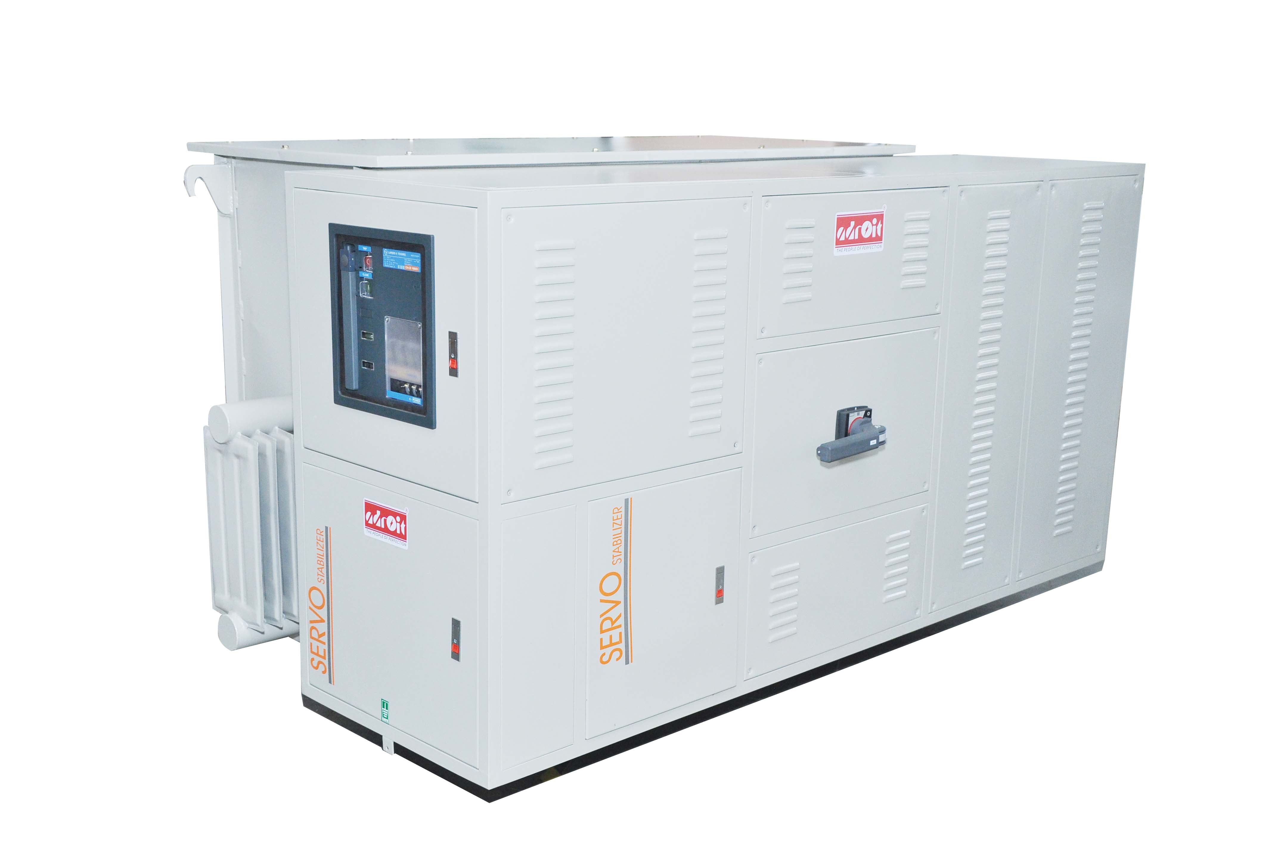 Servo Controlled Voltage Stabilizer - 1000 Kva, 3 Phase | Microcontroller Based, High/low Voltage Protection, Overload & Short Circuit Safety, 400 +/- 1% Volt Output