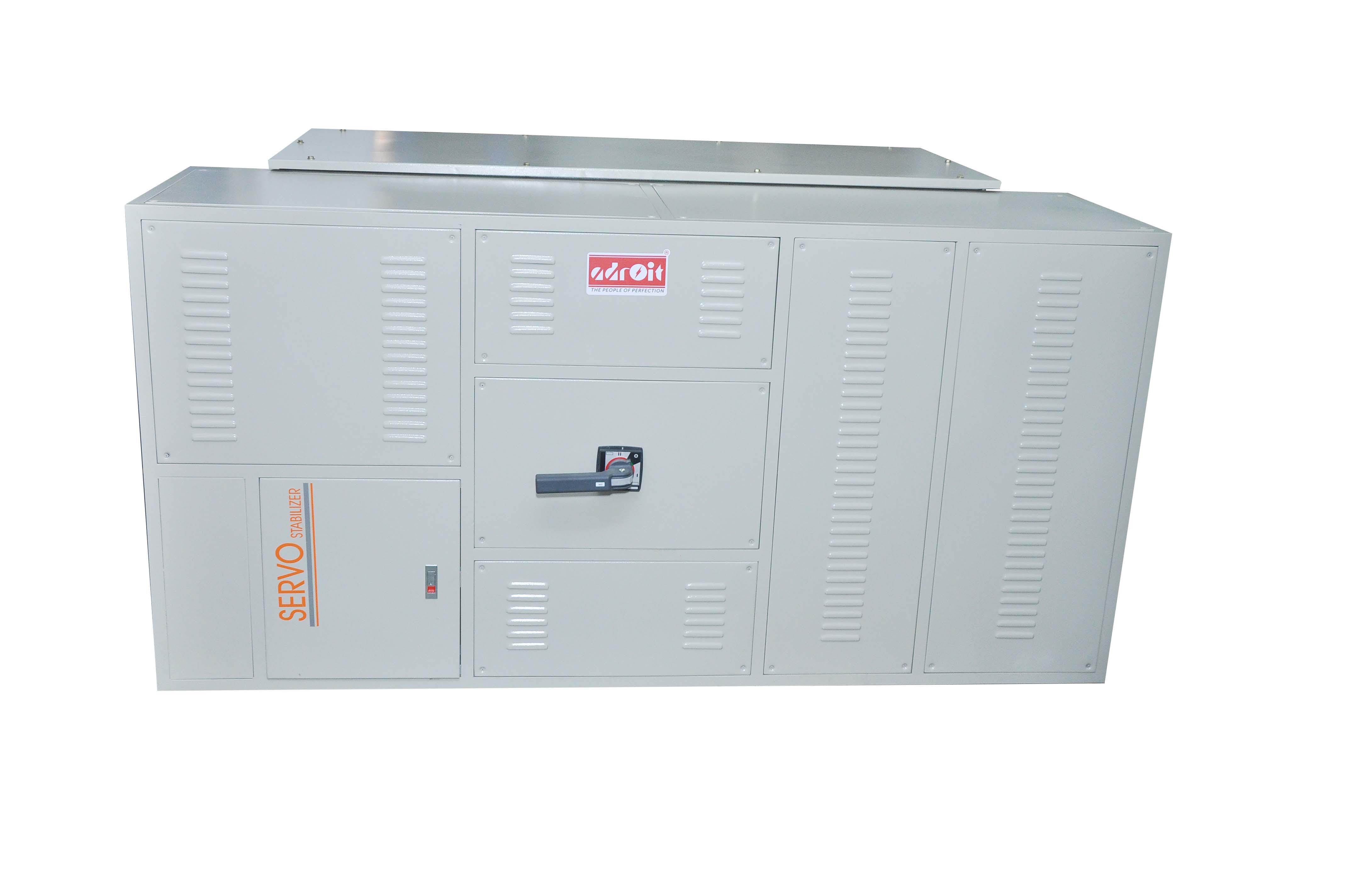 Servo Controlled Voltage Stabilizer - 1000 Kva, 3 Phase | Microcontroller Based, High/low Voltage Protection, Overload & Short Circuit Safety, 400 +/- 1% Volt Output