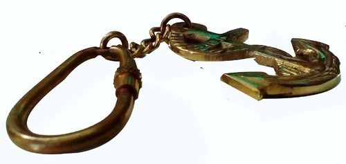 Antique Brown Brass Anchor Key Chain