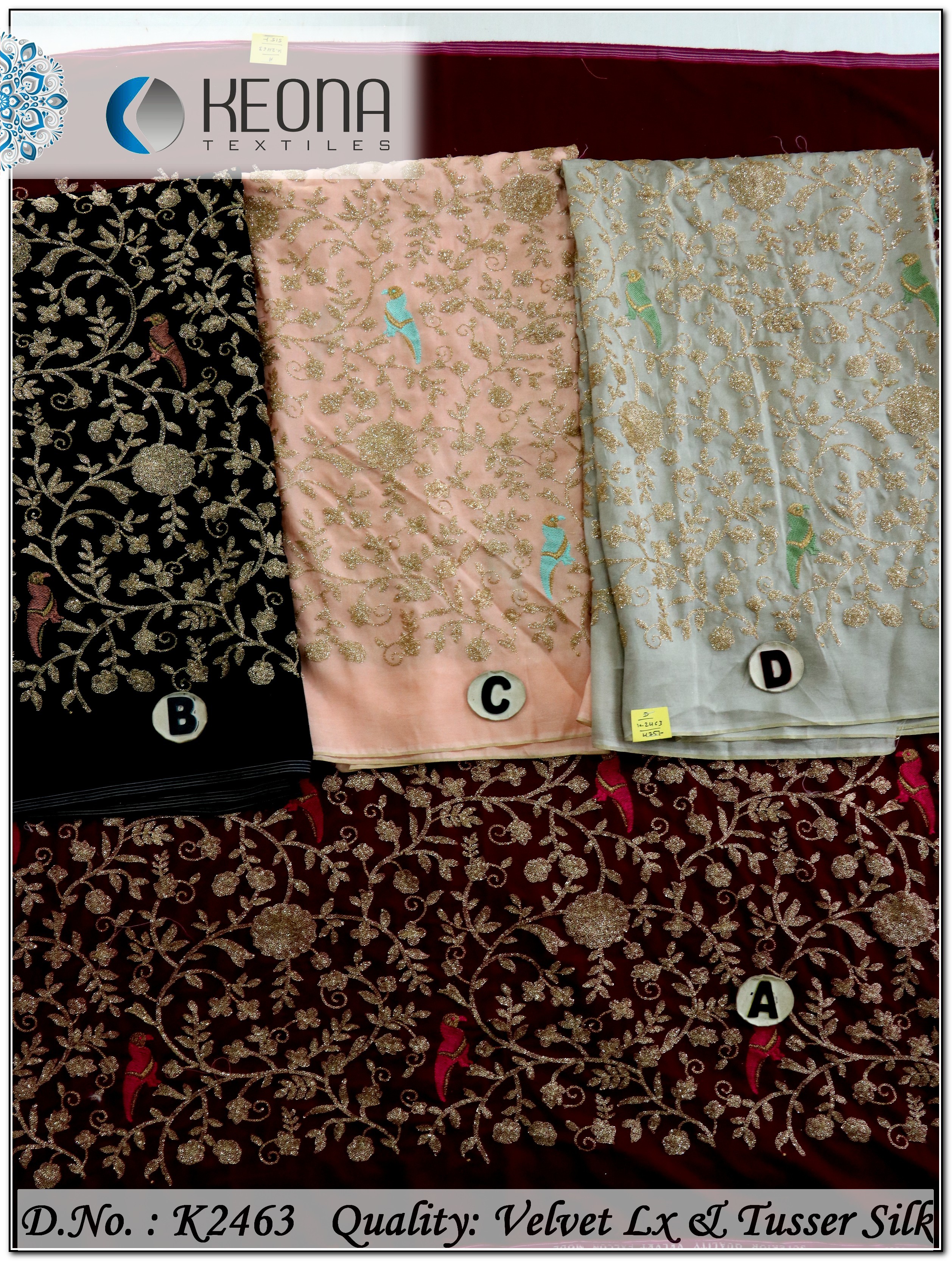 Fancy Sequins Embroidery Fabric - Silk, 44x Width Inch | Light Weight, Smooth, Tear-resistant, Bright Shine