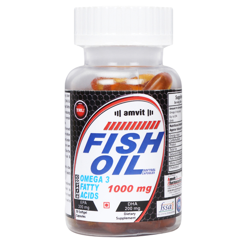 TRU FISH OIL SOFT GEL CAPSULES - 1000mg Omega 3 DHA 200mg & EPA 300mg | Improves Cardio-Respiratory Function, Enhances Brain Function & Immunity