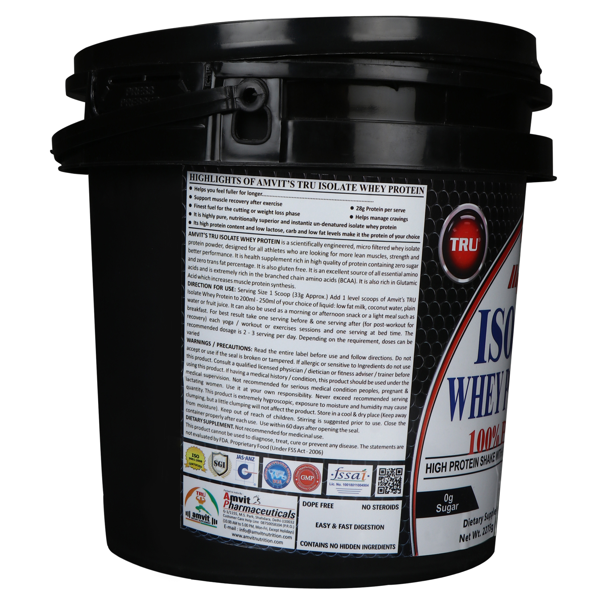 Tru Isolate Whey Protein - 100% Pure Powder, 28g Protein Per 33g Serving | 15 Month Shelf Life, Zero Sugar, Gluten Free, Supports Muscle Recovery