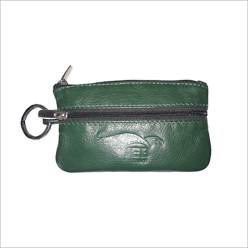 Green Leather Coin Purse Keyring