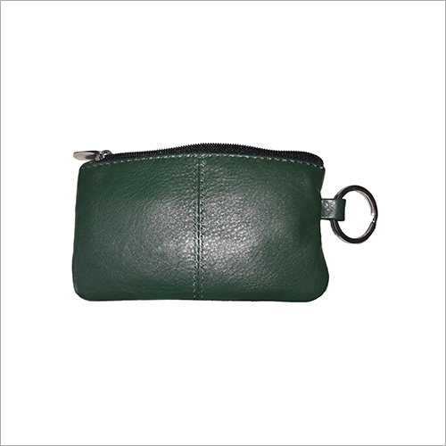 Green Leather Coin Purse Keyring