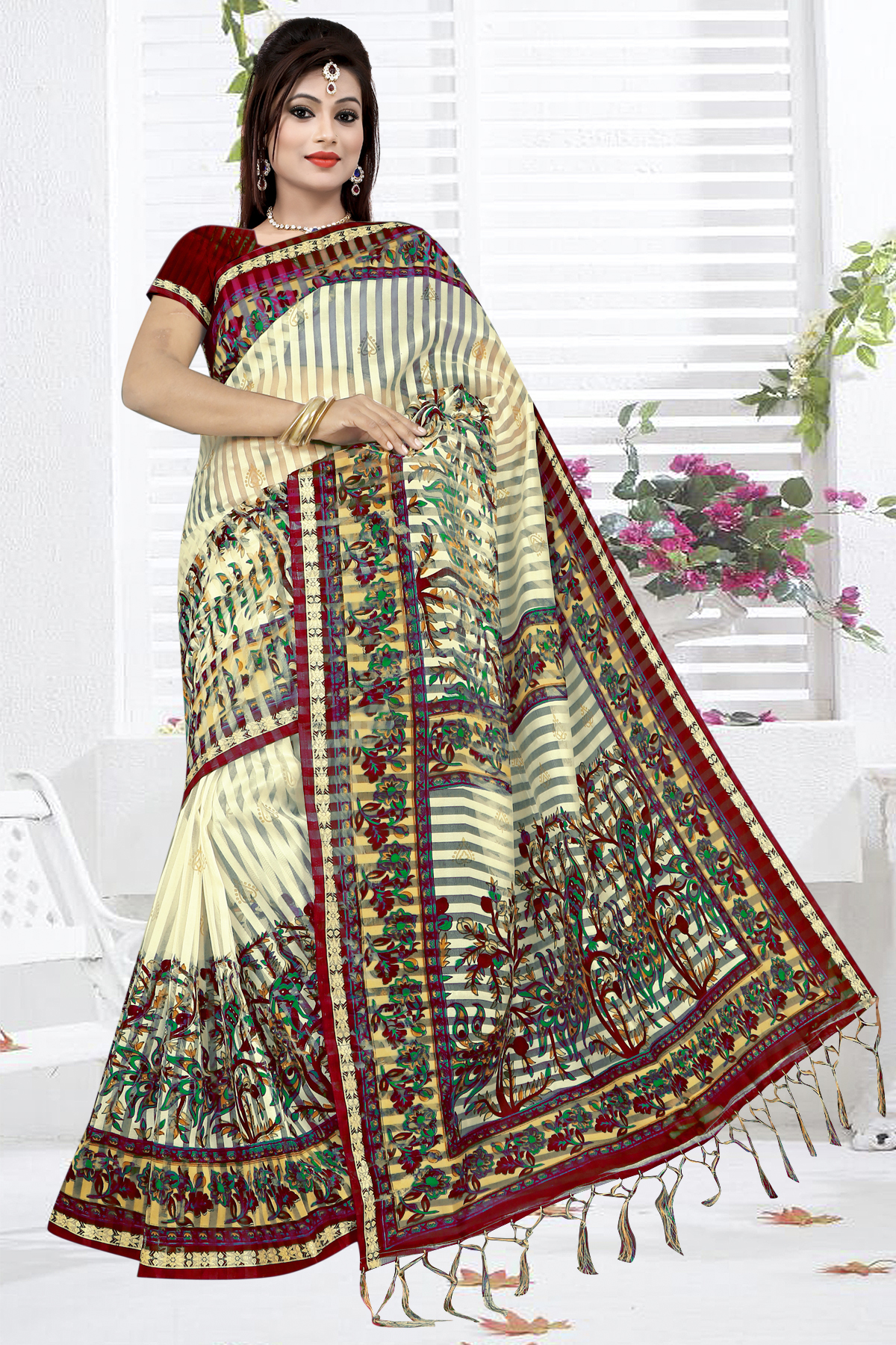 Women's Printed Saree - Heavy Silk 5.5 Mtr Length 0.8 Mtr Blouse | Multicolor Printed Pattern Ideal For Festive Occasions