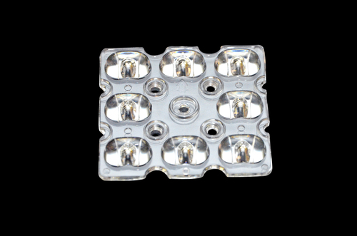 Street Light Lens 8x1 - Optical Grade PC (Bayer 2407), 49.5x49.5x5.4 mm, Clear Color, High-Efficiency Transmittance 89-90% | Ideal for Roadway Lighting